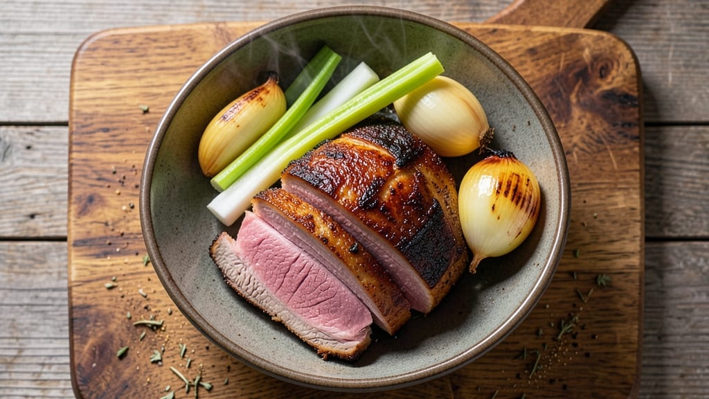 1 Lb Pork Shoulder Roast Recipe: Crispy Celery Crown Crunch Over Herb Gravy
