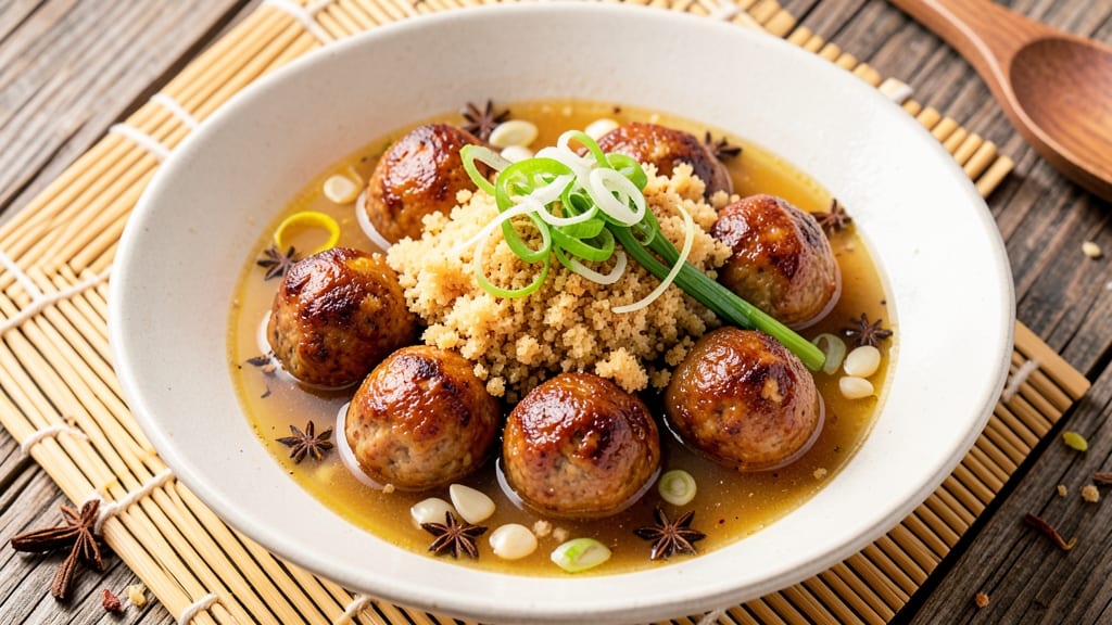 Asian Pork Meatball Soup Recipe: Fragrant Ginger-Garlic Broth with Silky Rice Noodles
