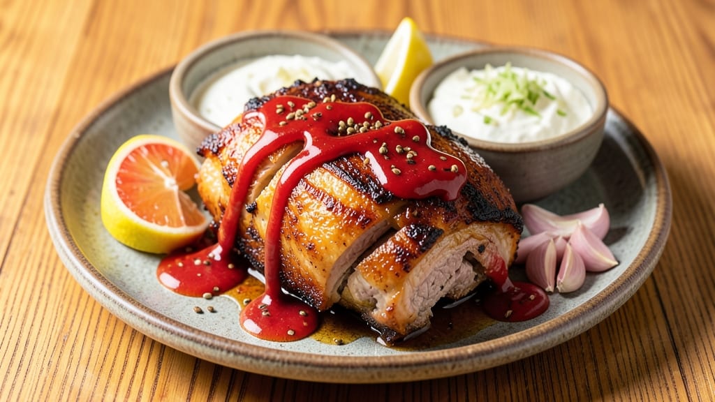 Achari Pork Recipe: Spiced Yogurt-Marinated Pork with Celery Crown Crunch