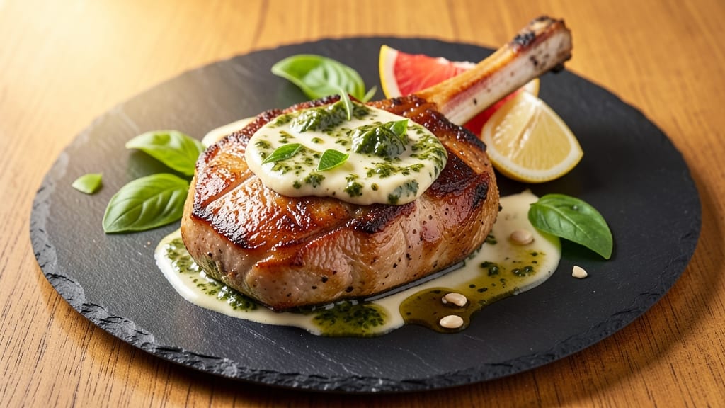Basil Pork Chops Recipe: Herb-Infused Pan-Seared Crust With Bright Green Sauce