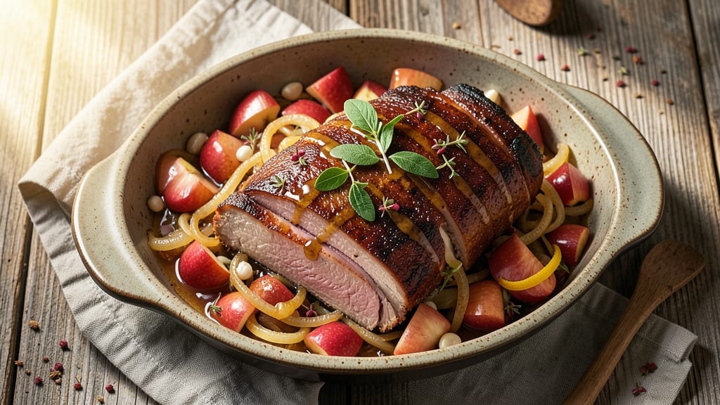 Apple Stuffed Pork Loin Roast Recipe: Boneless Comfort Roast With Caramelized Apple Hearts