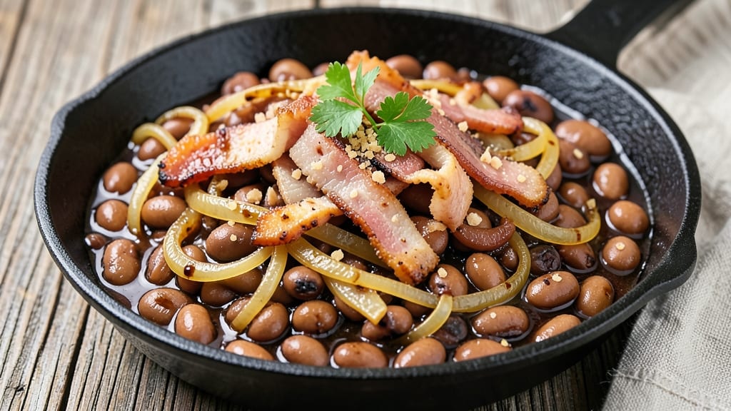 Baked Beans With Salt Pork Recipe: Smoky-Sweet Pork Crust Over Creamy Beans