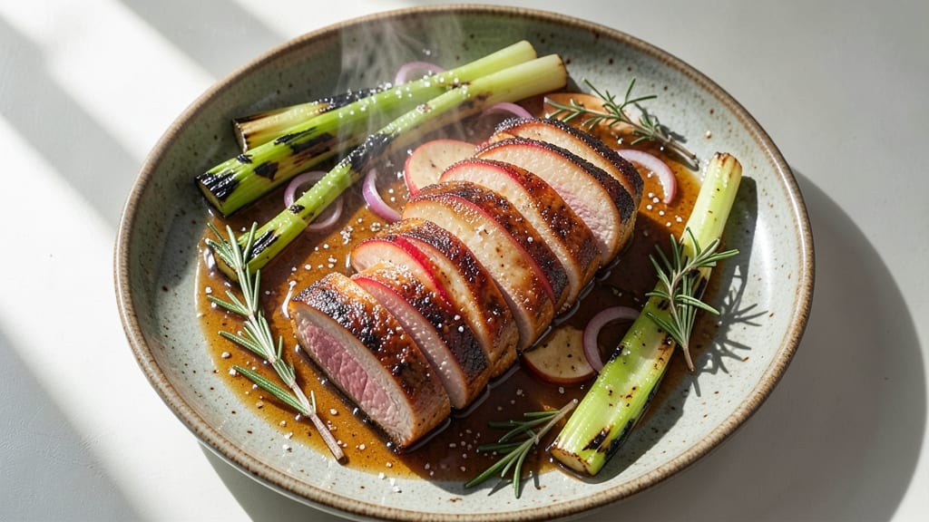 Air Fryer Rotisserie Pork Tenderloin Recipe: Crispy Celery Crowns Over Juicy Pink Centers