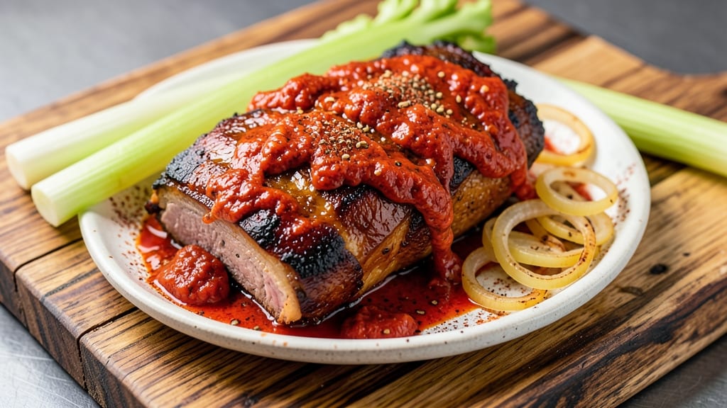 Alison Roman's Pork Shoulder Harissa Recipe: Spicy-Sweet Shreds With Crispy Celery Crowns