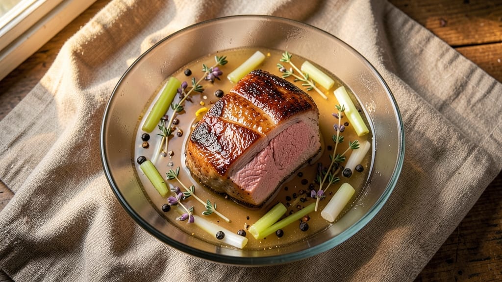 Alton Brown's Pork Brine Recipe: Celery Crown Crunch Over Smoky Herb Gravy