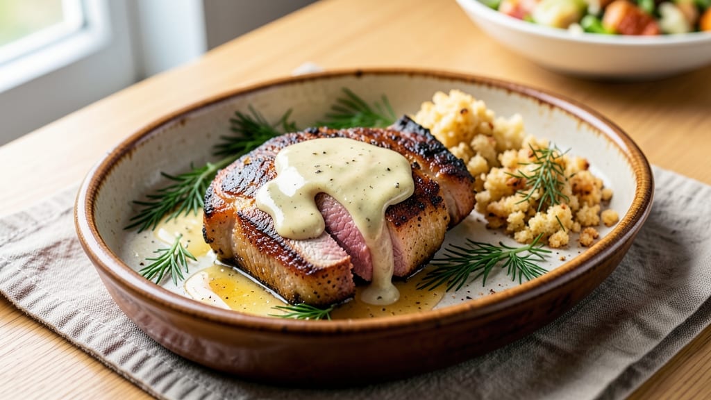 Baked Pork Chop Recipe with Ranch Seasoning: Crispy Crust, Cool Creamy Finish
