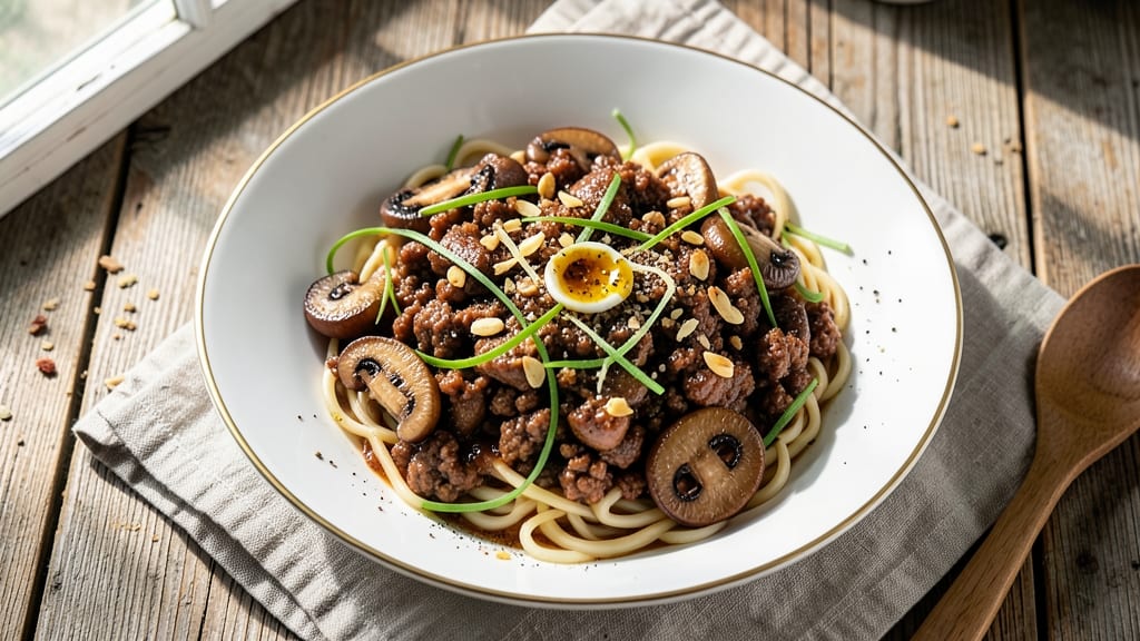 Minced Pork Mushroom Noodle Recipe: Umami-Rich Stir-Fry With Silky Noodles