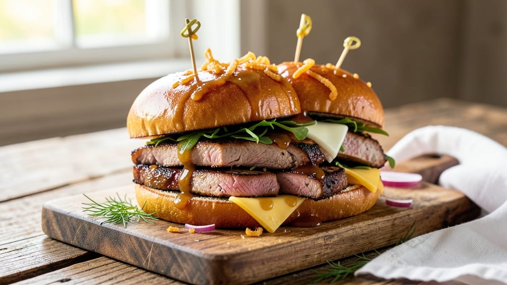 Midwest-Style Pork Tenderloin Sandwich Recipe: Smoky Mustard Glaze and Crunchy Celery Crown Topping