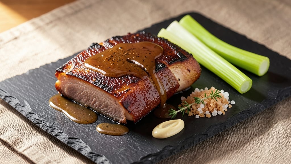 Apple Cider Pork Belly Recipe: Slow-Braised Until Fork-Tender with Crispy Celery Crowns