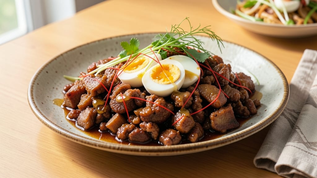 Minced Pork With Salted Egg Recipe: Crispy Egg Bites in Silky Sauce