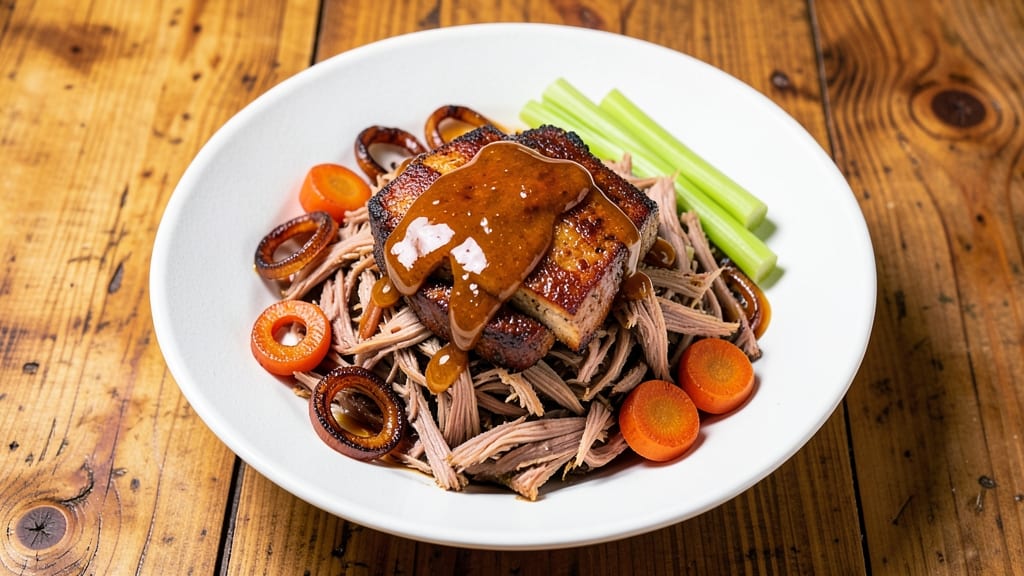 A&W Root Beer Pulled Pork Recipe: Celery Crown Crunch Over Sweet Tangy Sauce