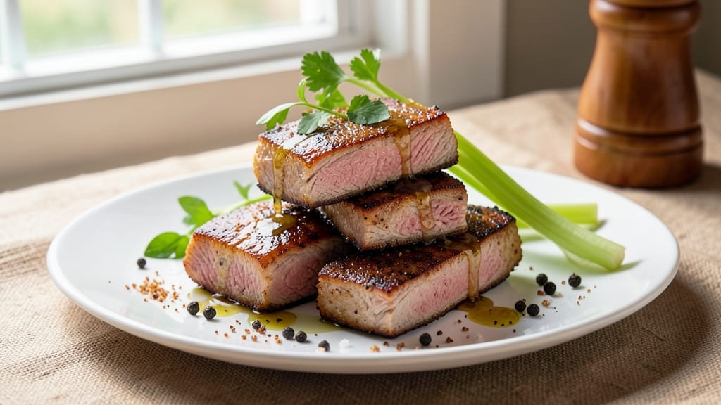 Air Fryer Pork Tenderloin Medallions Recipe: Juicy Pink Centers With Crispy Celery Crowns