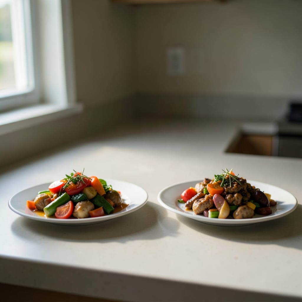Two versions of the same dish, side by side