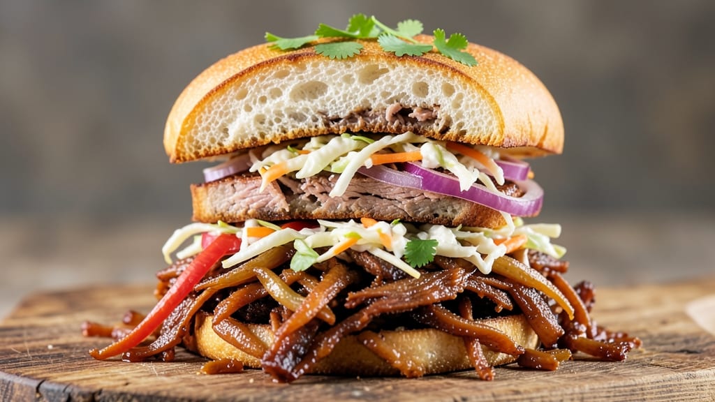 Carolina-Style Pulled Pork Sandwich Recipe: Vinegar-Braised Sauce with Crusty Bun Magic