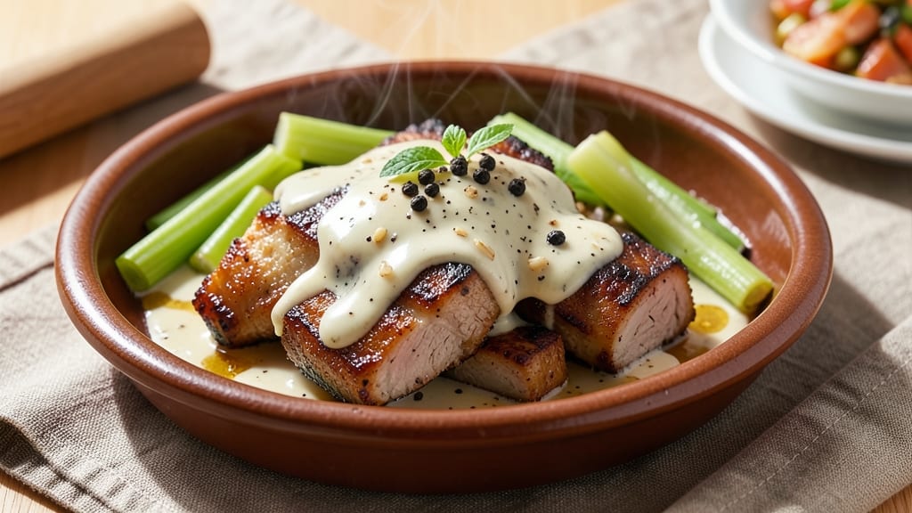 Adobong Puti Pork Recipe: Silky Coconut Milk Braise with Celery Crown Crunch