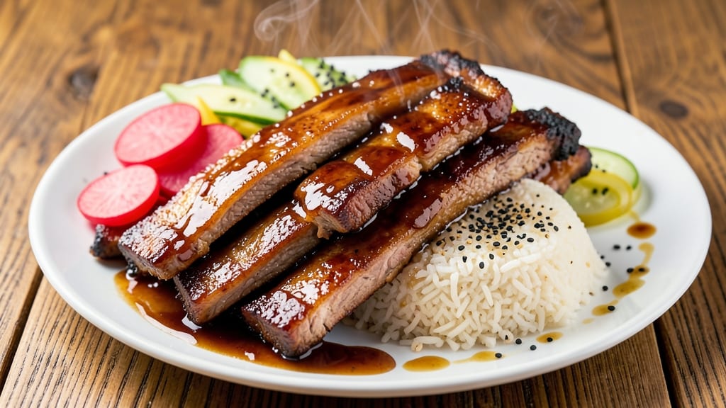 Ah So Sauce Boneless Pork Ribs Recipe: Celery Crown Crunch Over Silky Soy Glaze