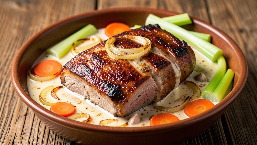 Milk Braised Pork Shoulder Recipe: Slow-Simmered Richness With Celery Crown Crunch